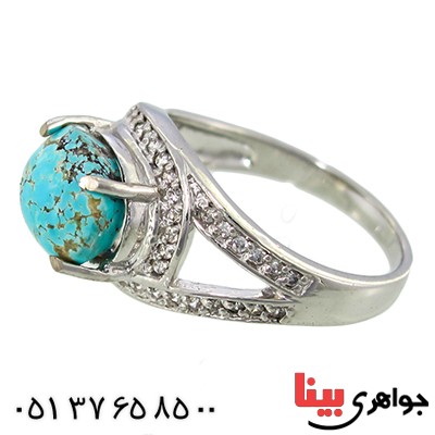 انگشتر فیروزه نیشابوری درشت زنانه رادیوم لوکس مدل لعیا _کد:10002