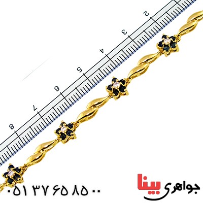 دستبند یاقوت کبود زنانه مانی ایتالیایی مدل گل پنج پر _کد:10007