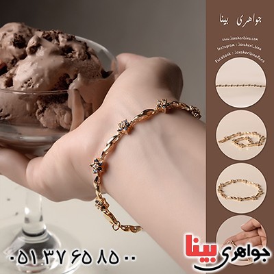 دستبند یاقوت کبود زنانه مانی ایتالیایی مدل گل پنج پر _کد:10007