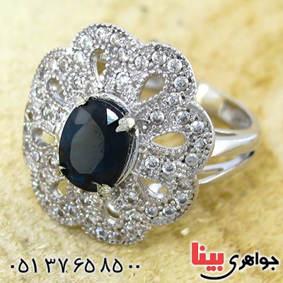 انگشتر یاقوت کبود زنانه درشت مدل سورا _کد:10009