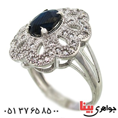 انگشتر یاقوت کبود زنانه درشت مدل سورا _کد:10009