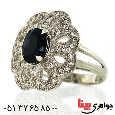 انگشتر یاقوت کبود زنانه درشت مدل سورا _کد:10009
