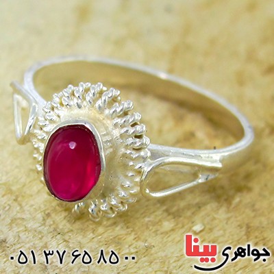انگشتر جید سرخ زنانه دور پیچ _کد:10011