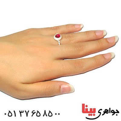 انگشتر جید سرخ زنانه دور پیچ _کد:10011