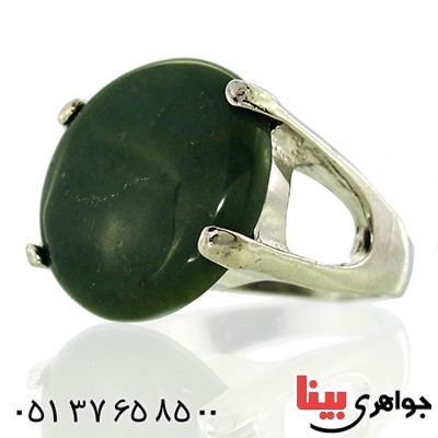 نگین انگشتر عقیق خزه ای سبز خوشرنگ درشت دایره ای _کد:10016