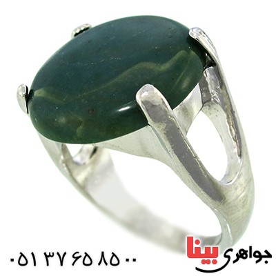 نگین انگشتر عقیق خزه ای سبز خوشرنگ درشت دایره ای _کد:10016
