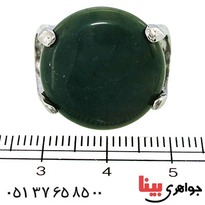 نگین انگشتر عقیق خزه ای سبز خوشرنگ درشت دایره ای _کد:10016