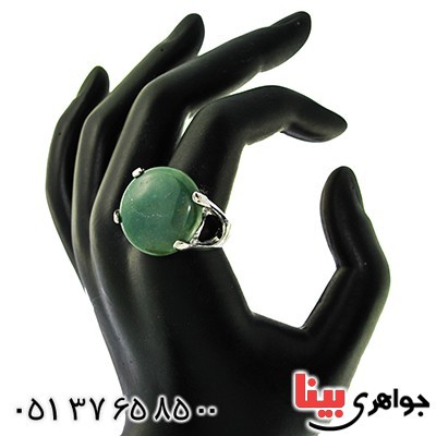 نگین انگشتر عقیق خزه ای سبز خوشرنگ درشت دایره ای _کد:10016