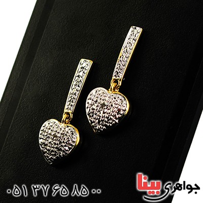 گوشواره الماس زنانه مانی ایتالیایی مدل قلبی سندبلاست _کد:10022