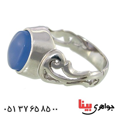 انگشتر عقیق یمنی کبود خوشرنگ رادیوم لوکس _کد:10026