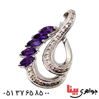 گردنبند آمتیست زنانه مانی ایتالیایی مدل دو هلال _کد:10029