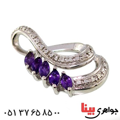 گردنبند آمتیست زنانه مانی ایتالیایی مدل دو هلال _کد:10029