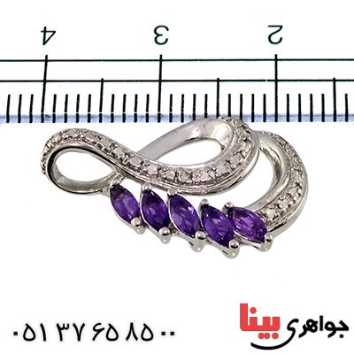 گردنبند آمتیست زنانه مانی ایتالیایی مدل دو هلال _کد:10029