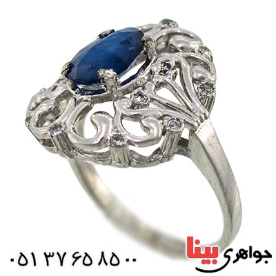 انگشتر یاقوت کبود زنانه درشت مدل پیچک _کد:10032