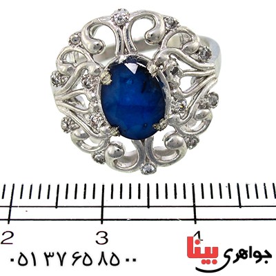 انگشتر یاقوت کبود زنانه درشت مدل پیچک _کد:10032