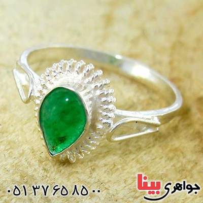 انگشتر جید زنانه ملیله کاری مدل اشکی _کد:10038