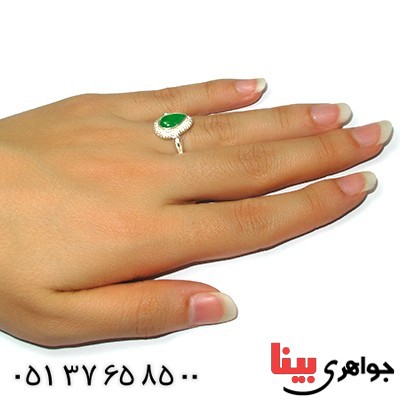 انگشتر جید زنانه ملیله کاری مدل اشکی _کد:10038