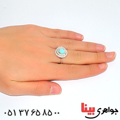 انگشتر فیروزه نیشابوری زنانه مدل پرنیا _کد:10046