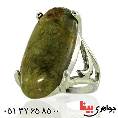 نگین انگشتر عقیق خزه ای خوش نقش درشت بیضی _کد:10054