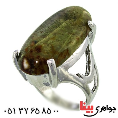 نگین انگشتر عقیق خزه ای خوش نقش درشت بیضی _کد:10054