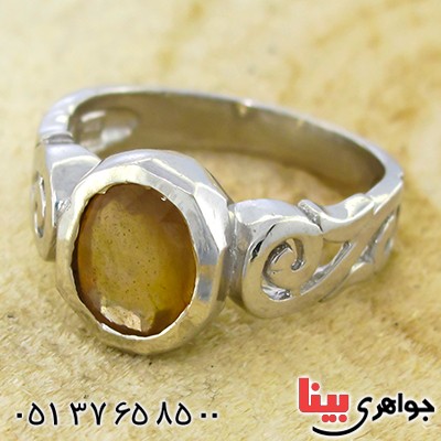 انگشتر یاقوت زرد مردانه لوکس مدل پیچک _کد:10057