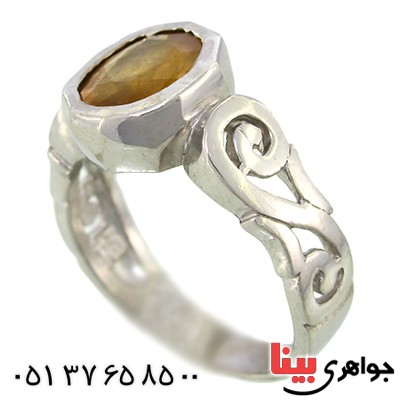 انگشتر یاقوت زرد مردانه لوکس مدل پیچک _کد:10057