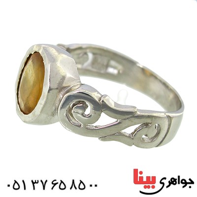 انگشتر یاقوت زرد مردانه لوکس مدل پیچک _کد:10057