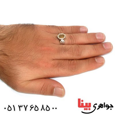 انگشتر یاقوت زرد مردانه لوکس مدل پیچک _کد:10057