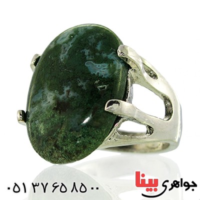 نگین انگشتر عقیق خزه ای سبز خوشرنگ درشت _کد:10062