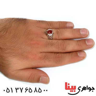 انگشتر عقیق یمنی مردانه لوکس اسلیمی _کد:10065