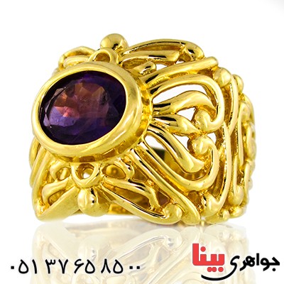 انگشتر آمتیست زنانه مانی ایتالیایی مدل اژدها _کد:10076