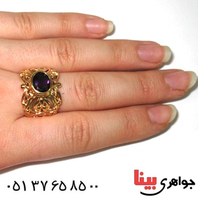 انگشتر آمتیست زنانه مانی ایتالیایی مدل اژدها _کد:10076