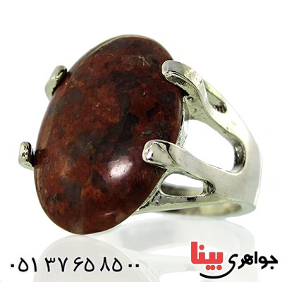 نگین انگشتر عقیق خزه ای قرمز خوشرنگ و درشت _کد:10081