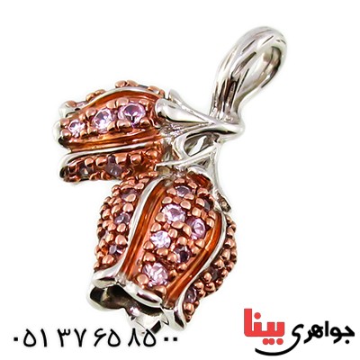 گردنبند آمتیست زنانه مانی ایتالیایی مدل گل لاله _کد:10084