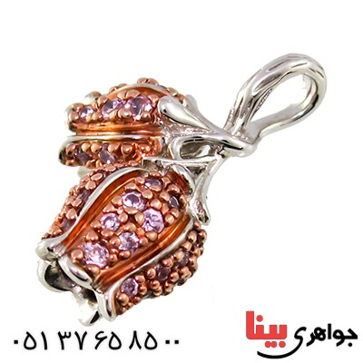 گردنبند آمتیست زنانه مانی ایتالیایی مدل گل لاله _کد:10084