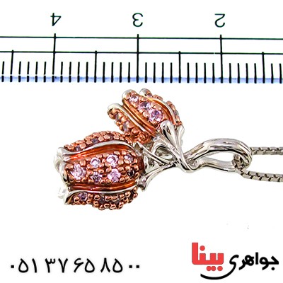 گردنبند آمتیست زنانه مانی ایتالیایی مدل گل لاله _کد:10084