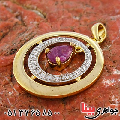 گردنبند یاقوت سرخ زنانه مانی ایتالیایی مدل پاندولی _کد:10087