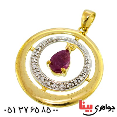 گردنبند یاقوت سرخ زنانه مانی ایتالیایی مدل پاندولی _کد:10087