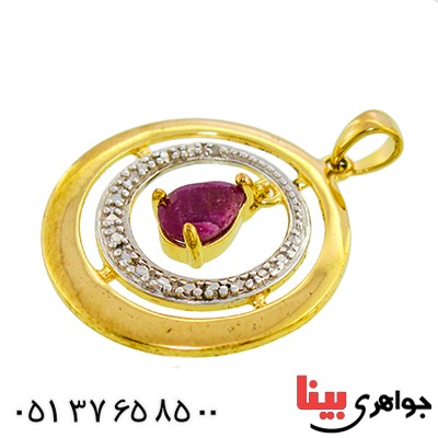 گردنبند یاقوت سرخ زنانه مانی ایتالیایی مدل پاندولی _کد:10087