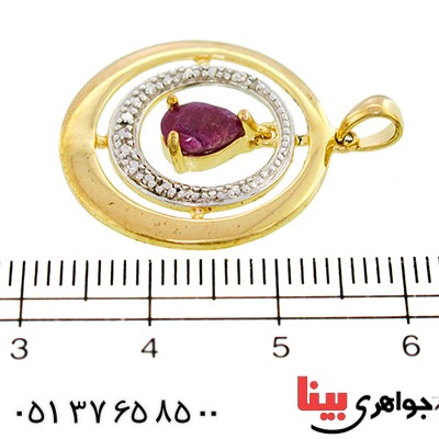 گردنبند یاقوت سرخ زنانه مانی ایتالیایی مدل پاندولی _کد:10087