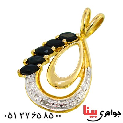 گردنبند یاقوت کبود زنانه مانی ایتالیایی مدل اشکی _کد:10090
