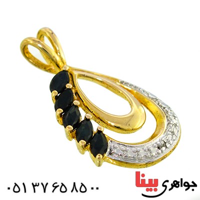 گردنبند یاقوت کبود زنانه مانی ایتالیایی مدل اشکی _کد:10090