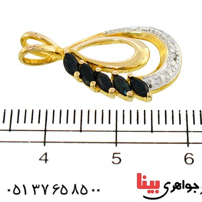 گردنبند یاقوت کبود زنانه مانی ایتالیایی مدل اشکی _کد:10090