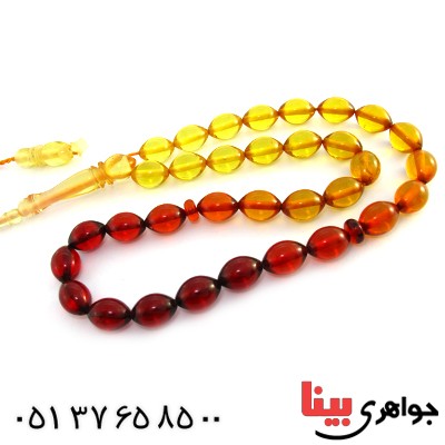 تسبیح سندلوس کهربایی 33 دانه ای درشت بینظیر _کد:10104