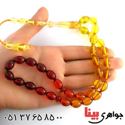 تسبیح سندلوس کهربایی 33 دانه ای درشت بینظیر _کد:10104