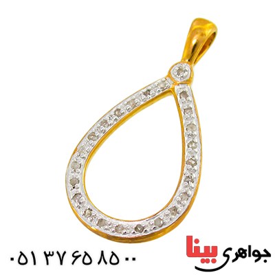 سرویس الماس زنانه مانی ایتالیایی برلیان کاری مدل اشکی _کد:10105