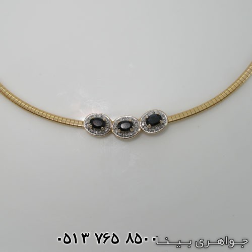 سینه ریز یاقوت کبود سه نگین