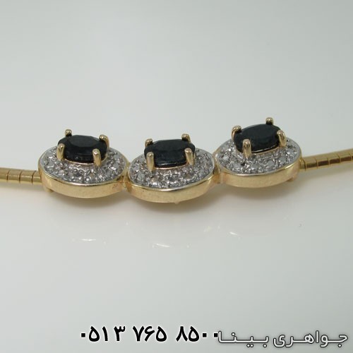 سینه ریز یاقوت کبود سه نگین