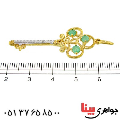گردنبند زمرد و الماس کوچک زنانه مانی ایتالیایی مدل کلید _کد:10107
