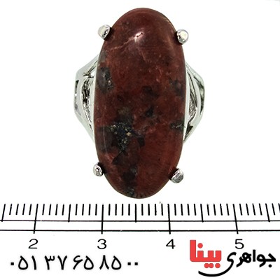 نگین انگشتر عقیق خزه ای قرمز خوشرنگ و درشت بیضی _کد:10113